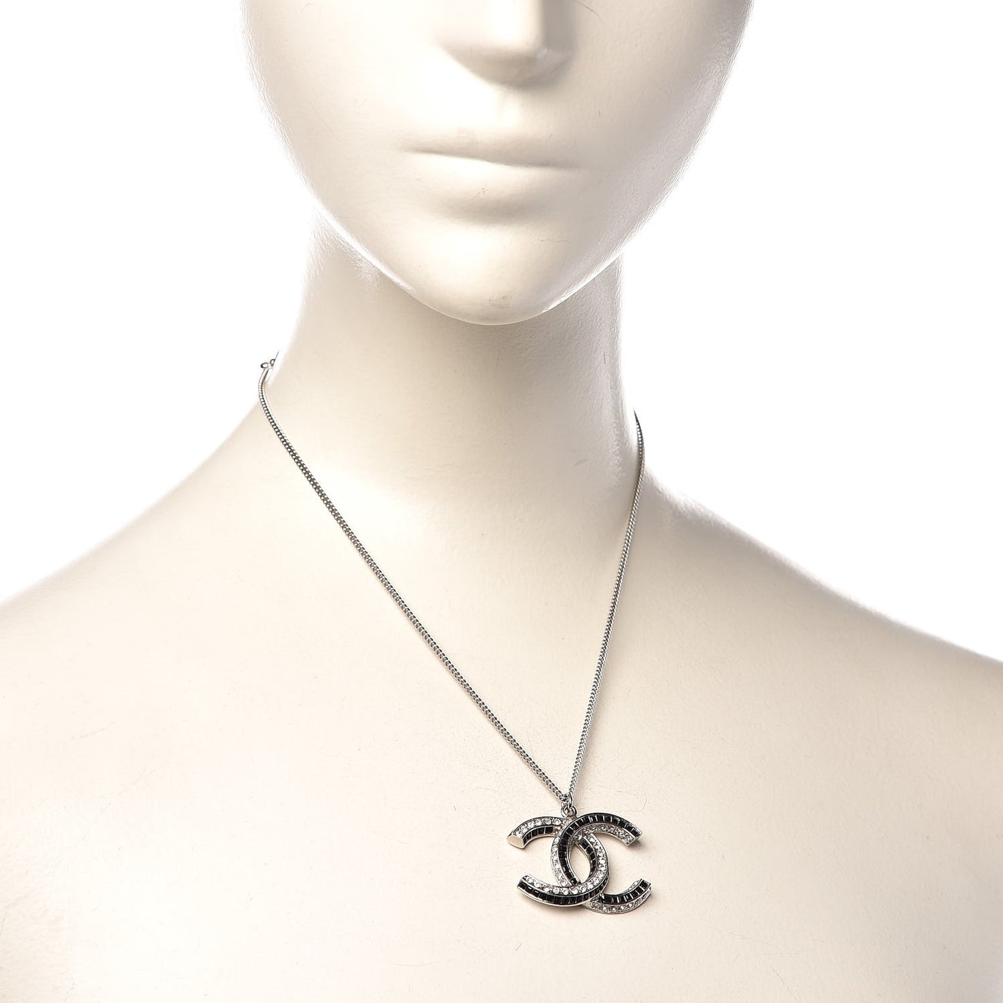 Crystal CC Necklace Silver Black