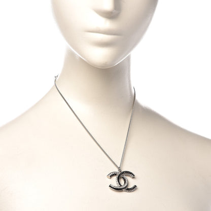 Chanel Crystal CC Necklace Silver Black 2 of 7