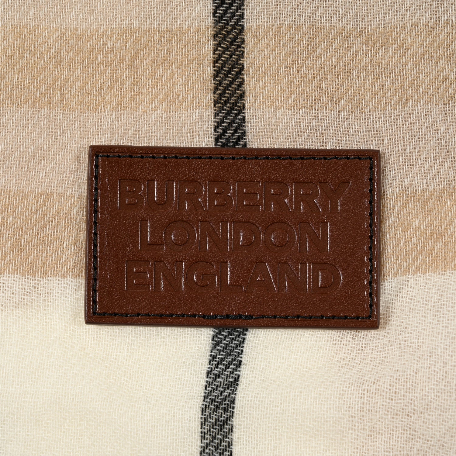 Burberry Cashmere Giant Check Midweight Fringe Scarf Frosted White 3 of 5