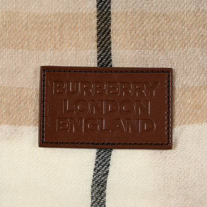Burberry Cashmere Giant Check Midweight Fringe Scarf Frosted White 3 of 5