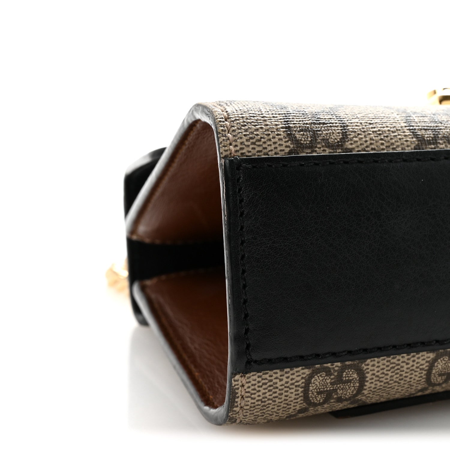Gucci GG Supreme Monogram Calfskin Small Padlock Shoulder Bag Beige Black Cuir 9 of 10
