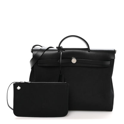 Hermes Toile Vache Hunter Herbag Messenger 39 Black 2 of 10