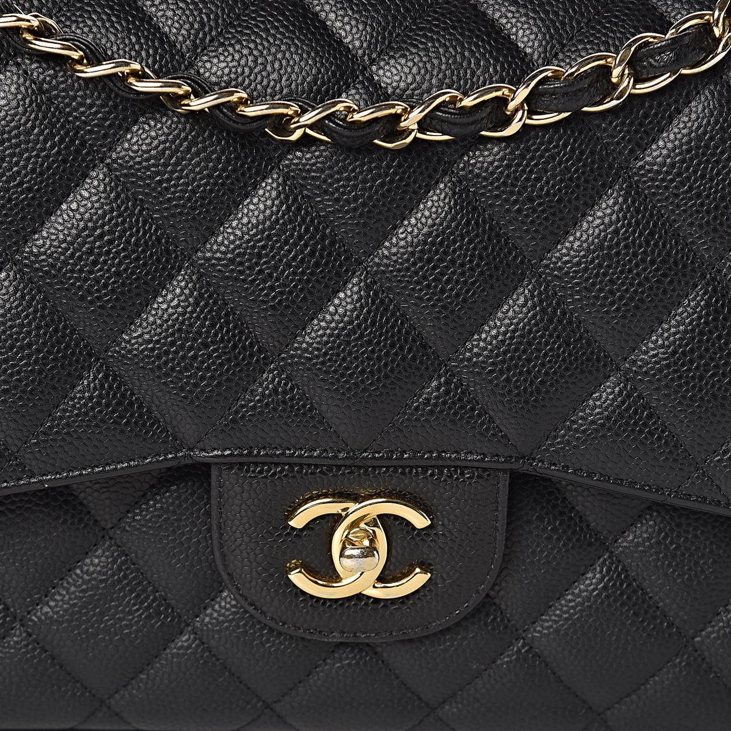 Caviar Quilted Jumbo Double Flap Black