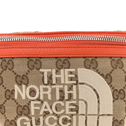 Gucci X THE NORTH FACE Monogram Textured Dollar Calfskin Embroidered Belt Bag Beige Ebony Mystic White Deep Orange 8 of 11