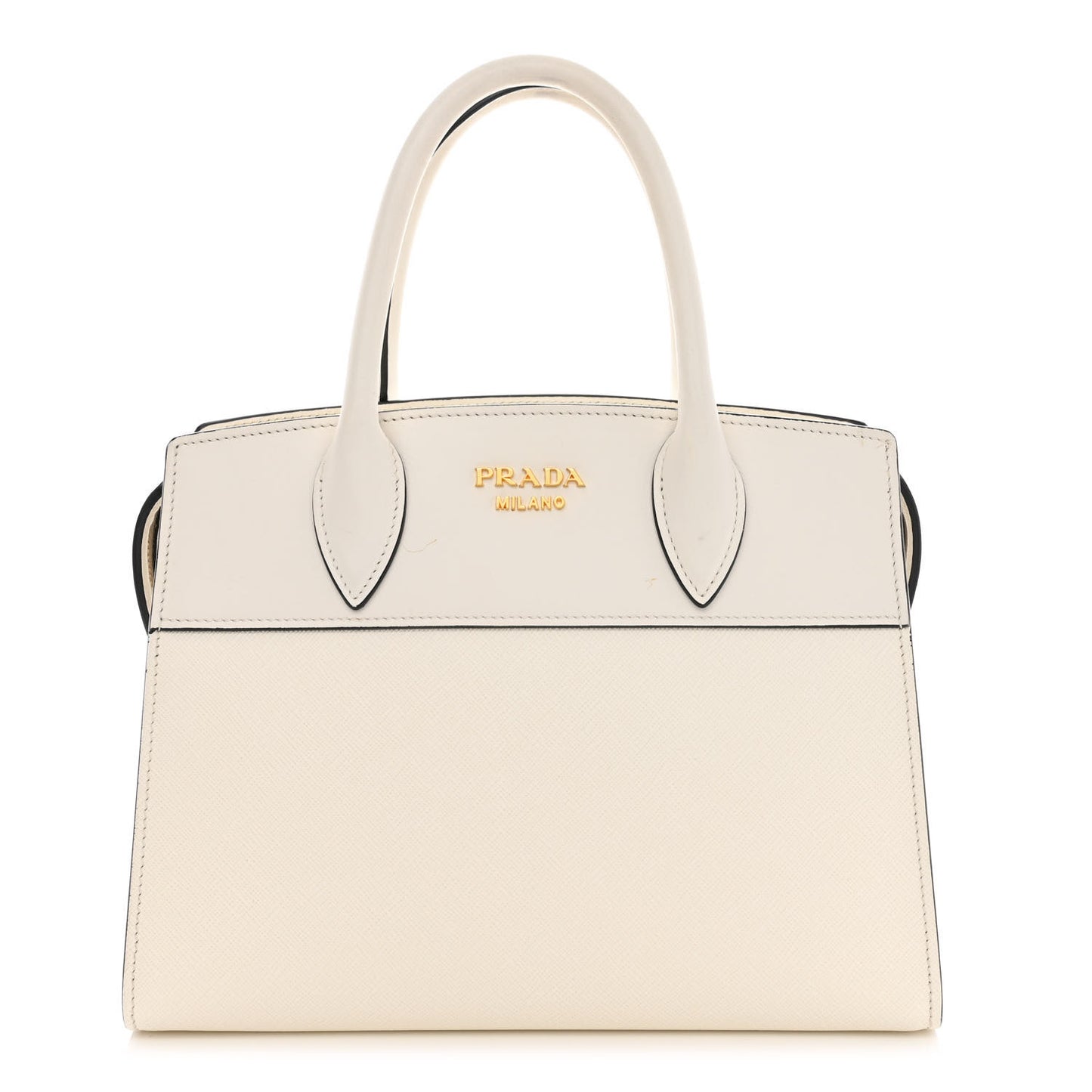 Saffiano City Calfskin Bibliothèque Top Handle White