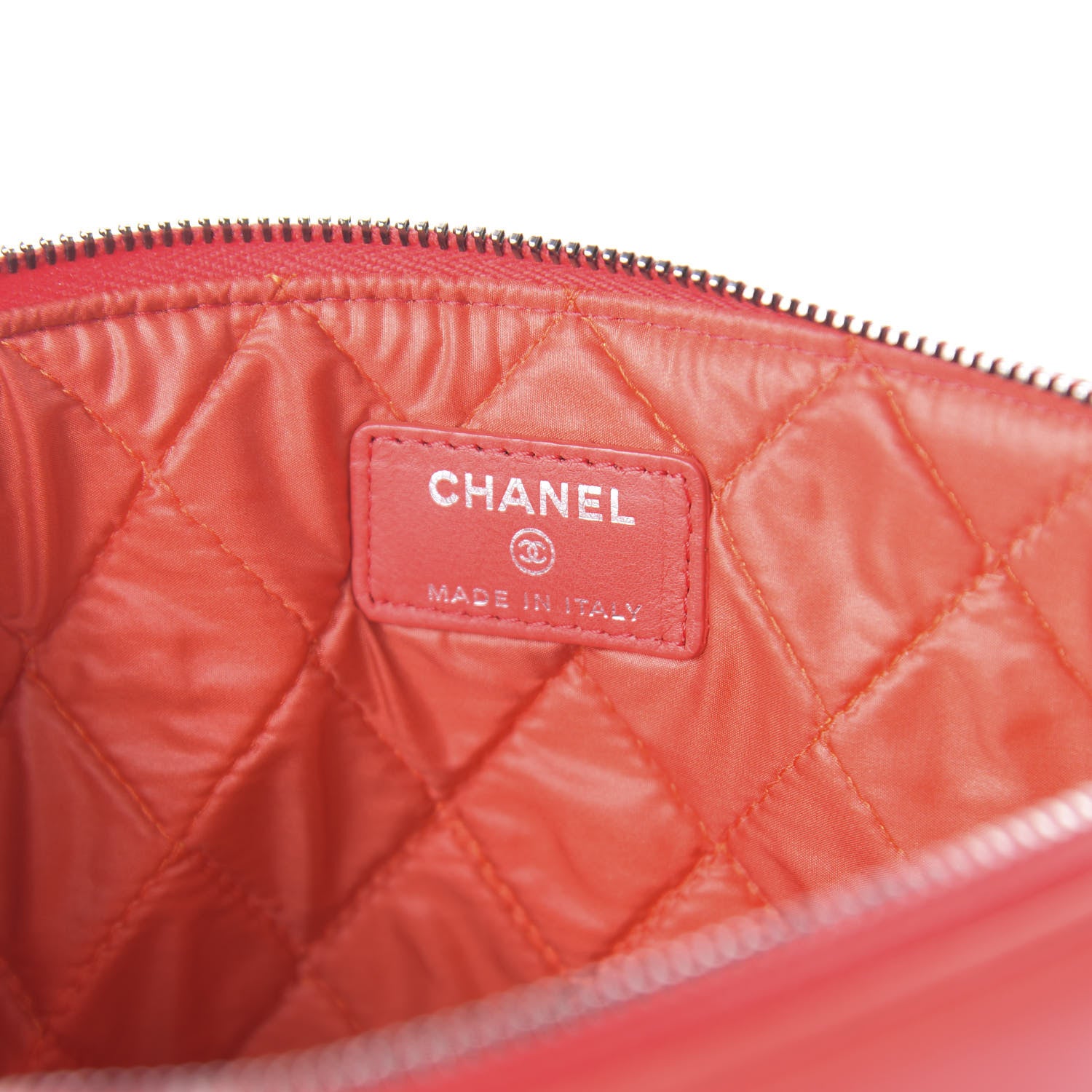 Chanel Calfskin Patent Quilted Medium Cosmetic Case Red 8 of 11