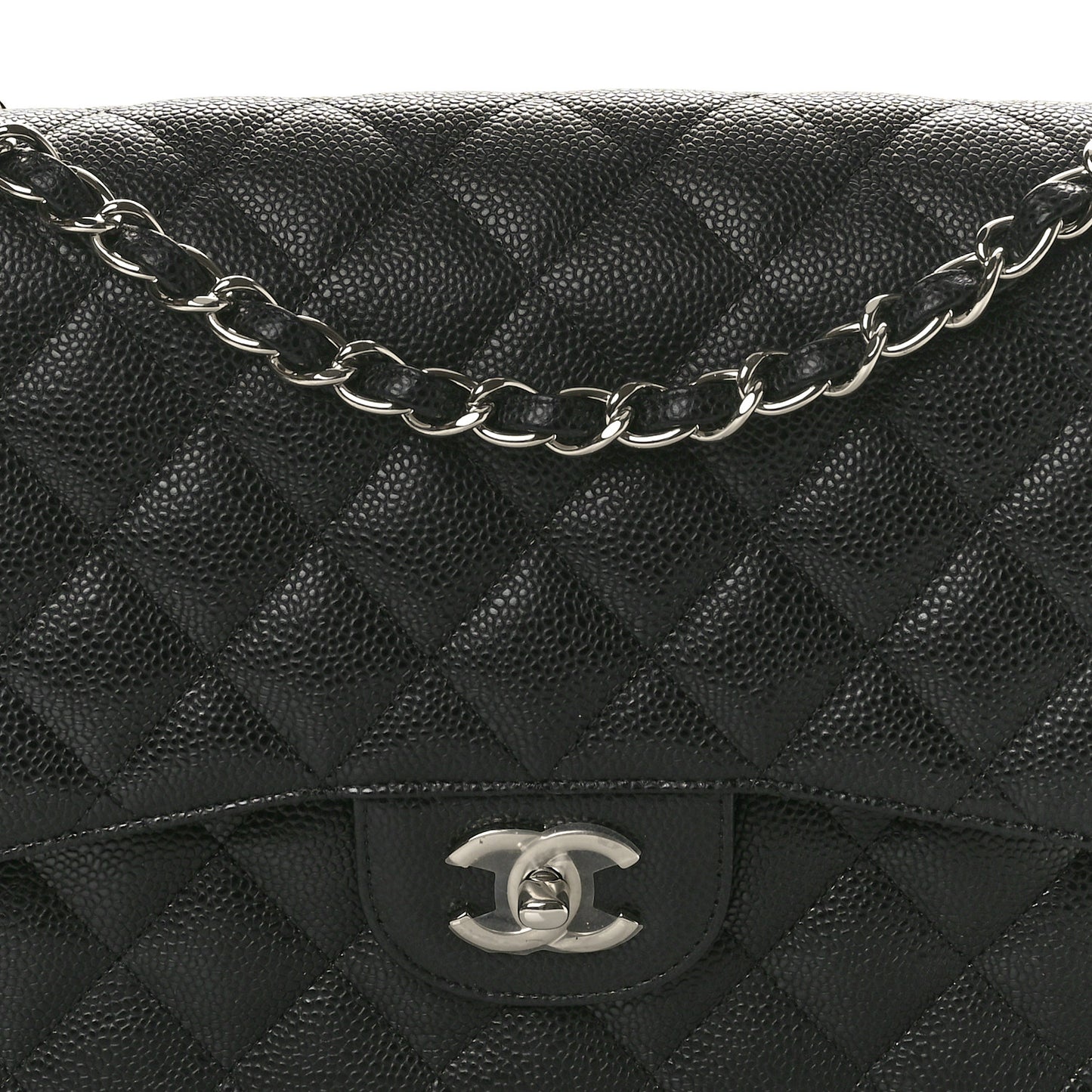 Caviar Quilted Jumbo Double Flap Black