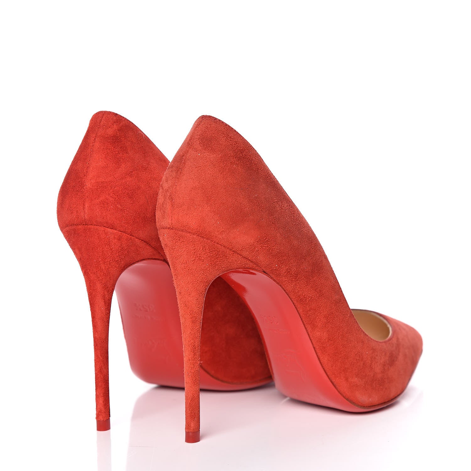 Christian Louboutin Veau Velours Pigalle Follies 100 Pumps 35.5 Flamenco 4 of 19