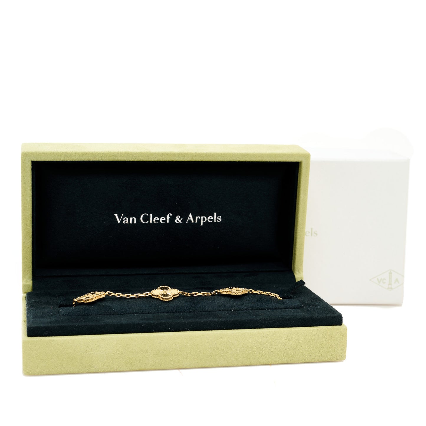 18K Yellow Gold 5 Motifs Guilloche Vintage Alhambra Bracelet