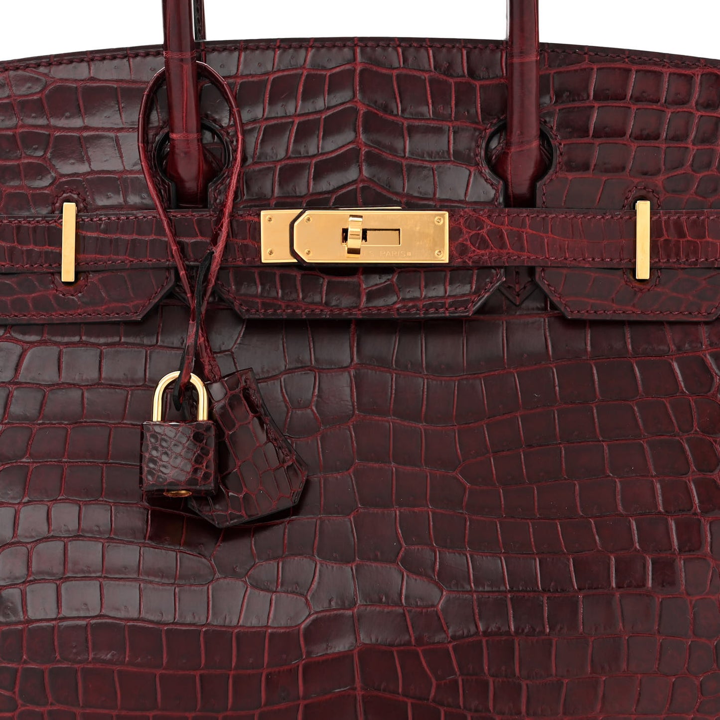Shiny Porosus Crocodile Birkin 30 Bordeaux