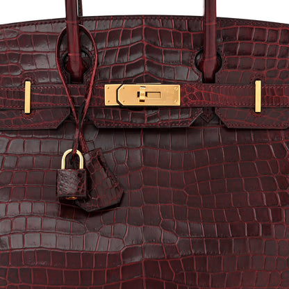 Hermes Shiny Porosus Crocodile Birkin 30 Bordeaux 8 of 13