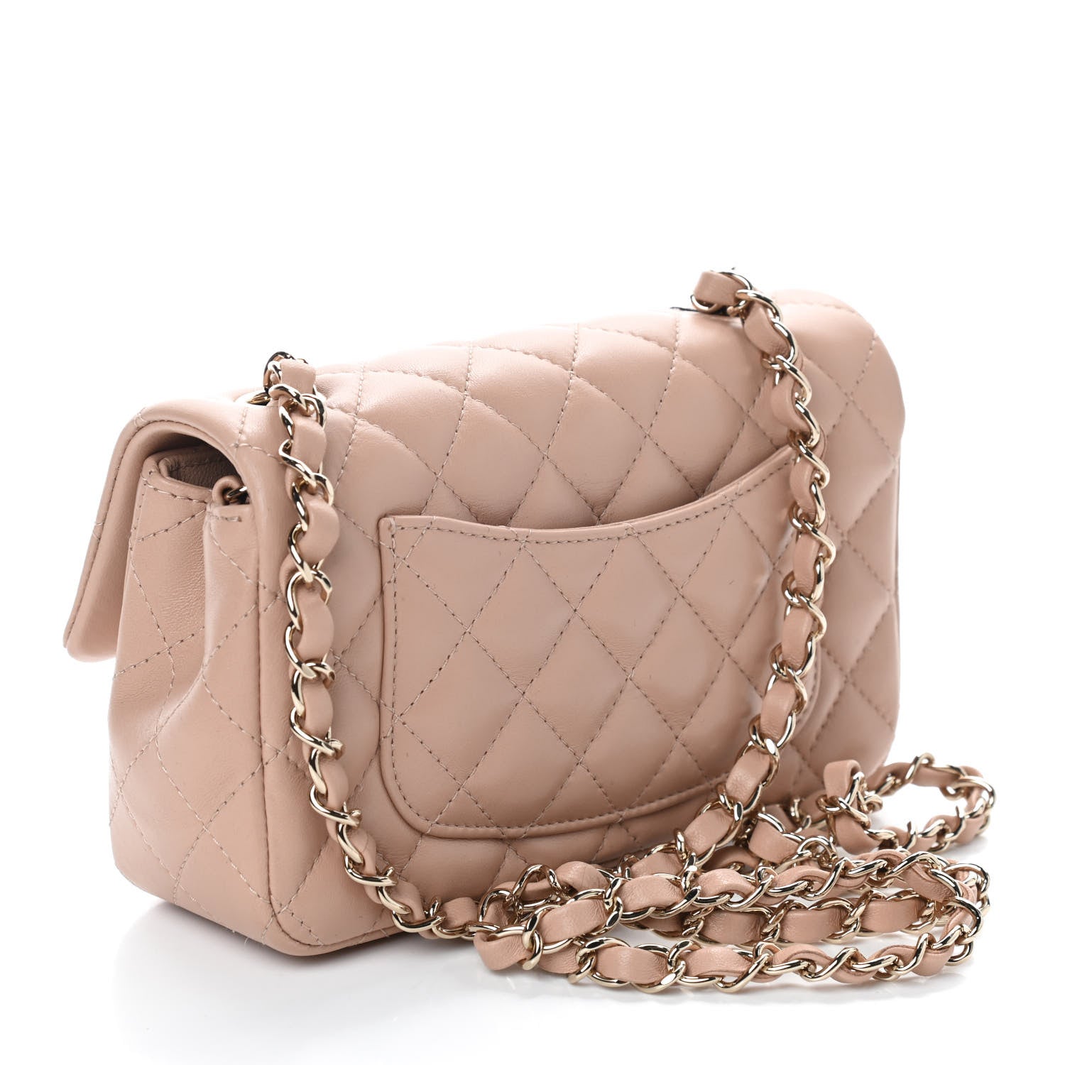 Chanel Lambskin Quilted Mini Rectangular Flap Beige 3 of 11