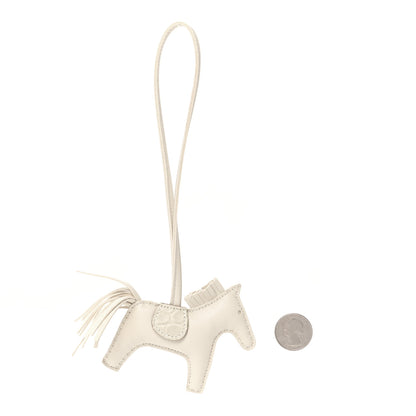 Hermes Milo Lambskin Matte Alligator Touch Grigri Rodeo Horse Bag Charm PM Craie Nata Beton 2 of 4