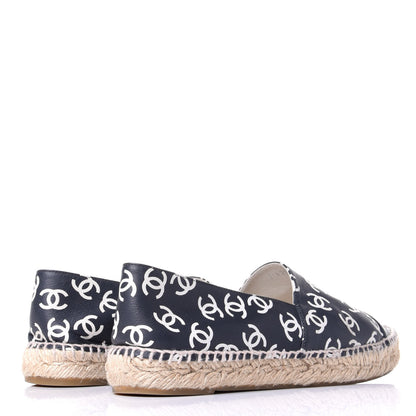 Chanel Lambskin Printed CC Espadrilles 39 Black White 4 of 11