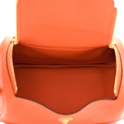 Hermes Taurillon Clemence Mini Lindy 20 Feu 5 of 10
