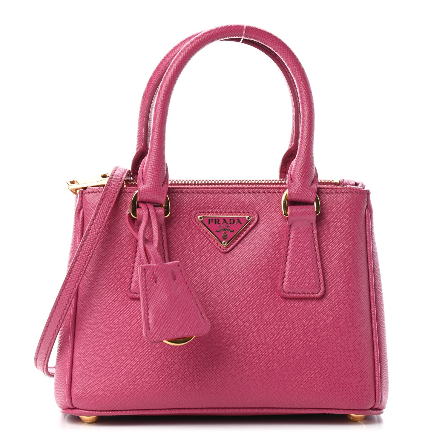 Prada Saffiano Lux Micro Galleria Double Zip Tote Fuxia 1 of 8