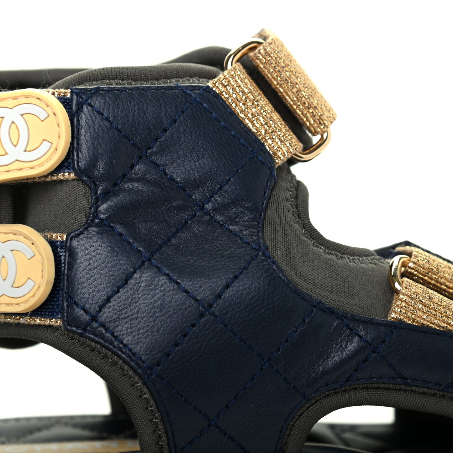 Goatskin Fabric Gladiator Sandals 36 Navy Blue Light Grey Yellow