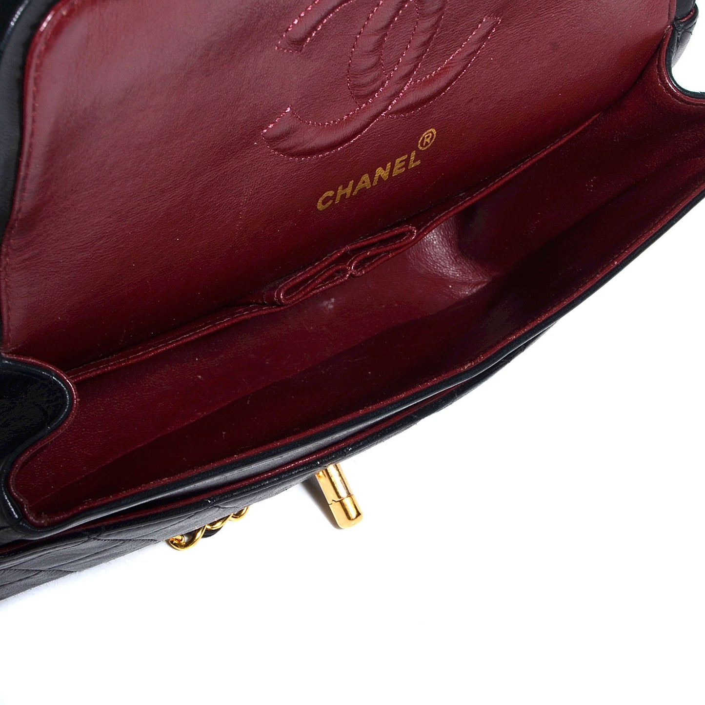 Lambskin Medium Double Flap Black