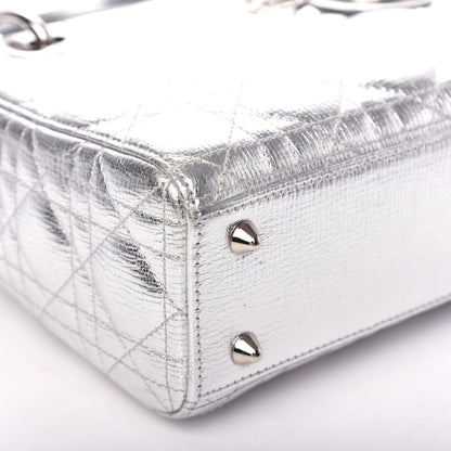 Christian Dior Metallic Grained Calfskin Cannage Small Lucky Badges My Lady Dior Silver 7 of 8