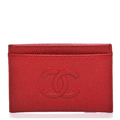 Chanel Caviar Timeless CC Card Holder Dark Pink 1 of 8