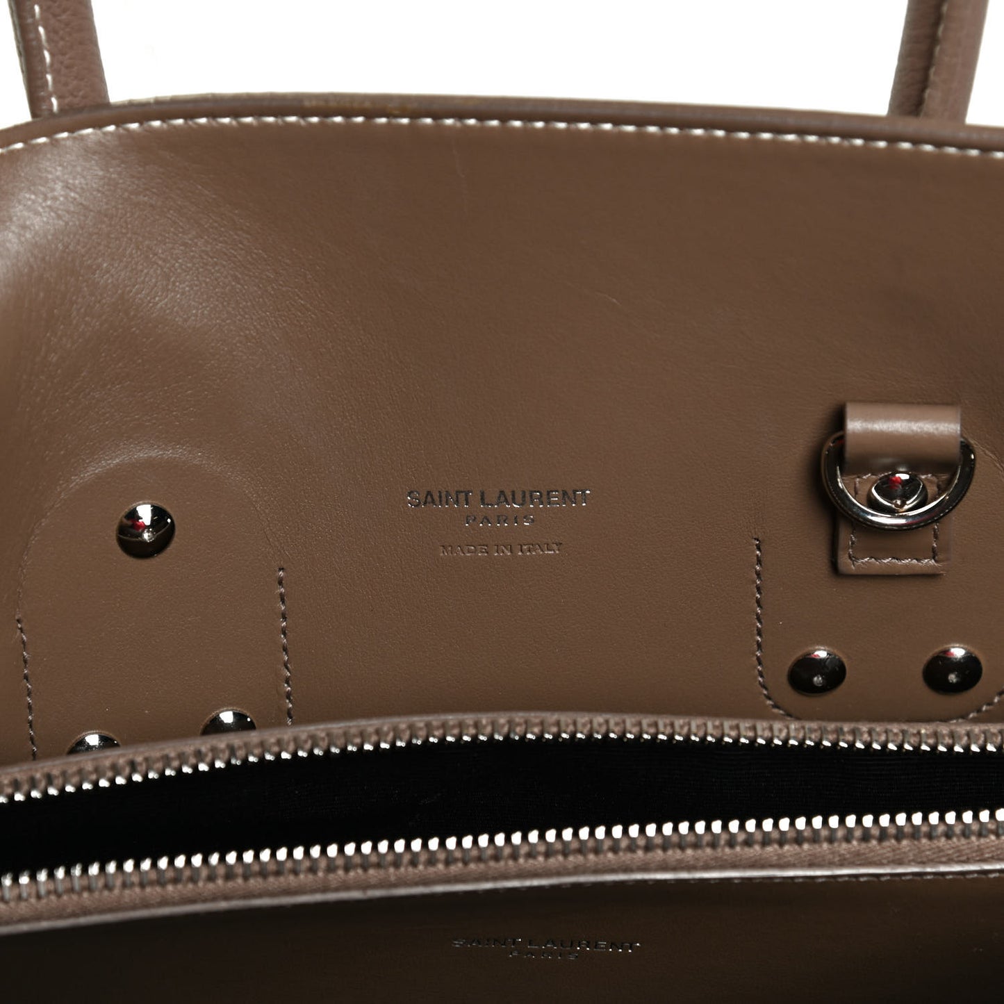 Grained Calfskin Topstitch Small Classic Sac De Jour Taupe