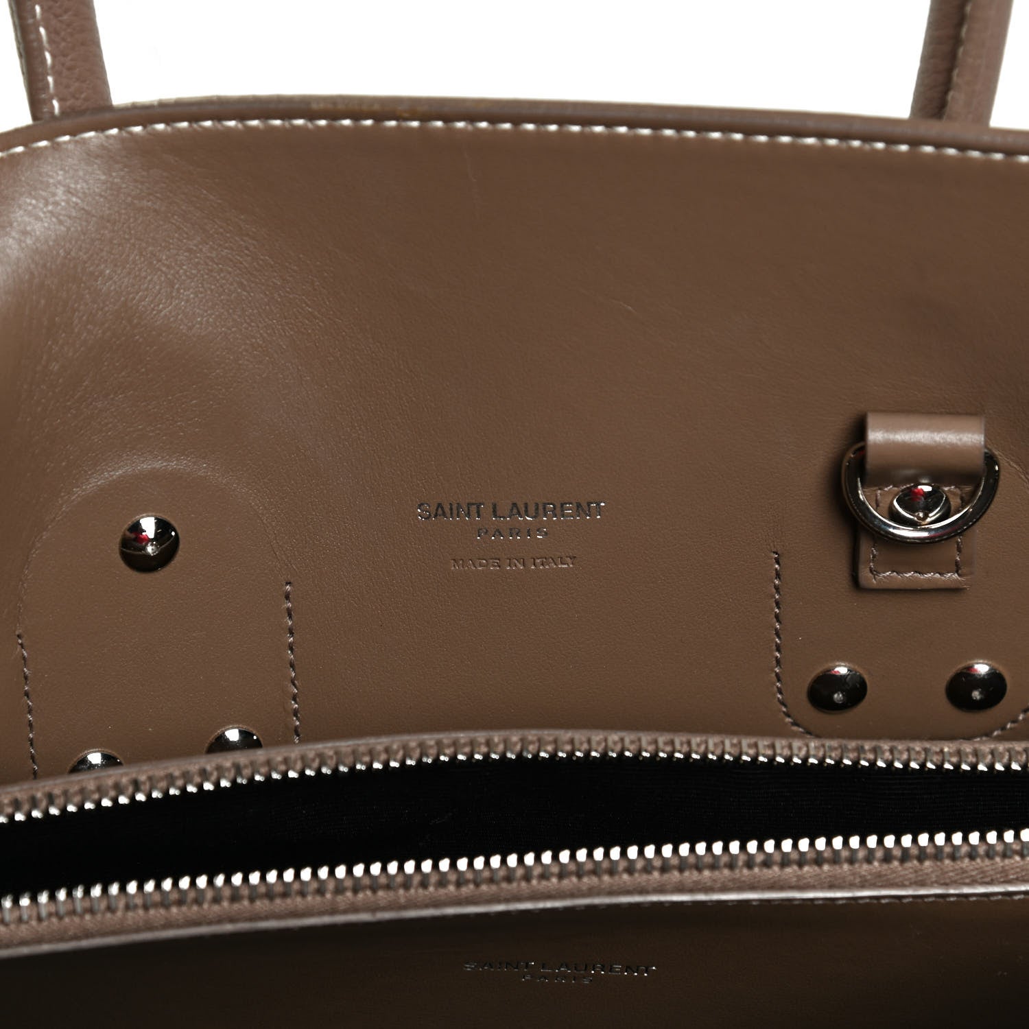 Saint Laurent Grained Calfskin Topstitch Small Classic Sac De Jour Taupe 5 of 11