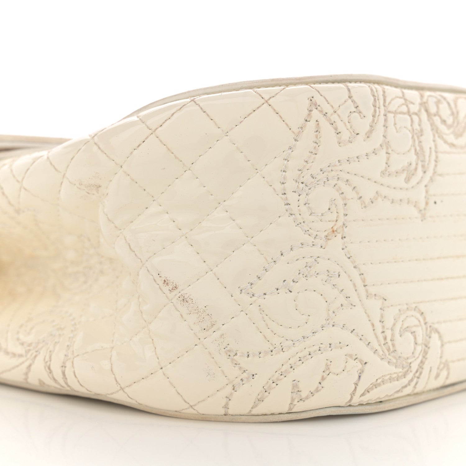 Versace Patent Quilted Medusa Chain Shoulder Bag White 9 of 17