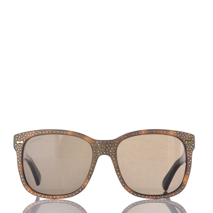 Gucci Rhinestone Acetate Square Sunglasses GG0047S Tortoise 2 of 7