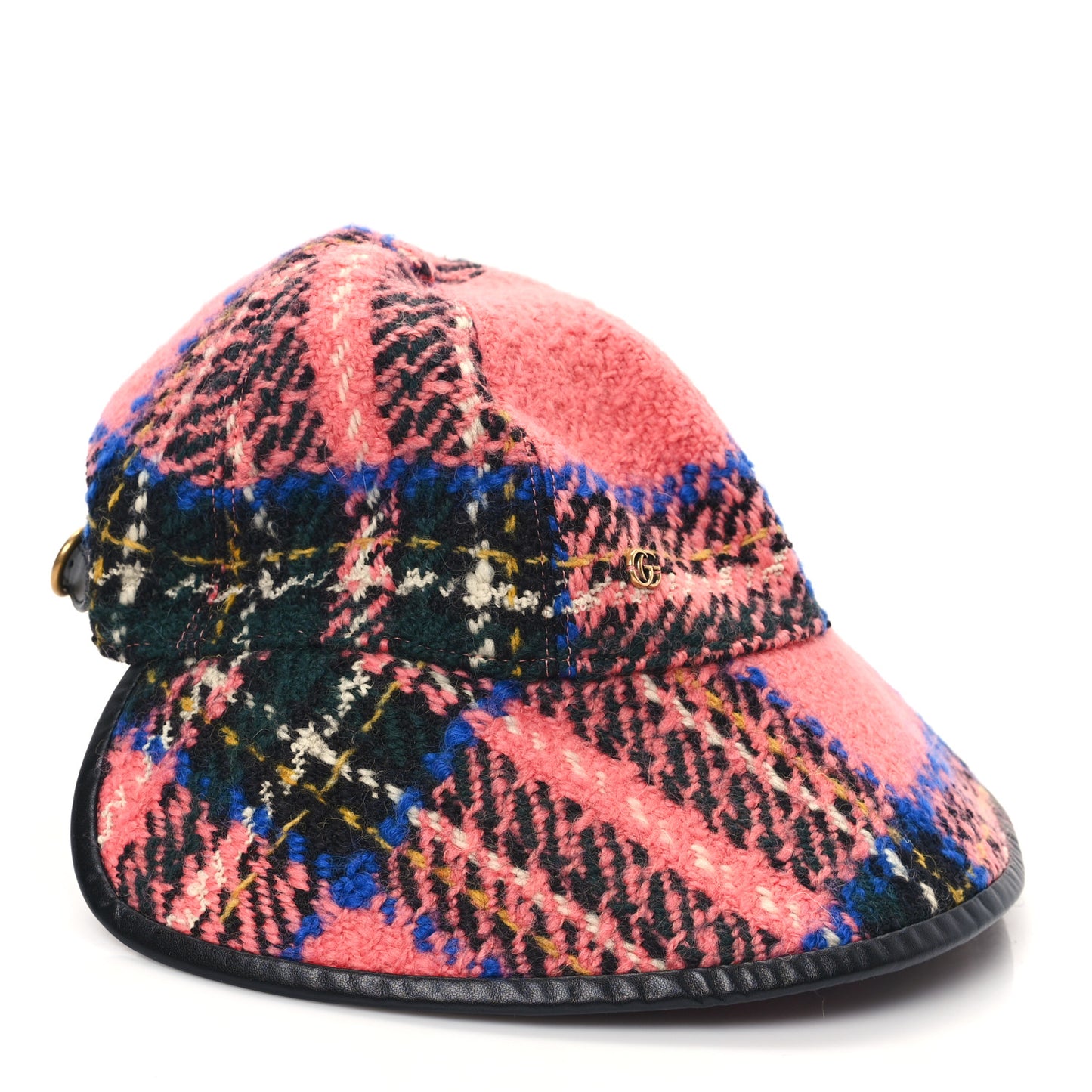 Wool Tweed Wide Brim Hat L Blue Pink Black