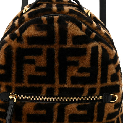 Fendi Shearling Macro FF 1974 Mini Backpack Tobacco Black 8 of 12