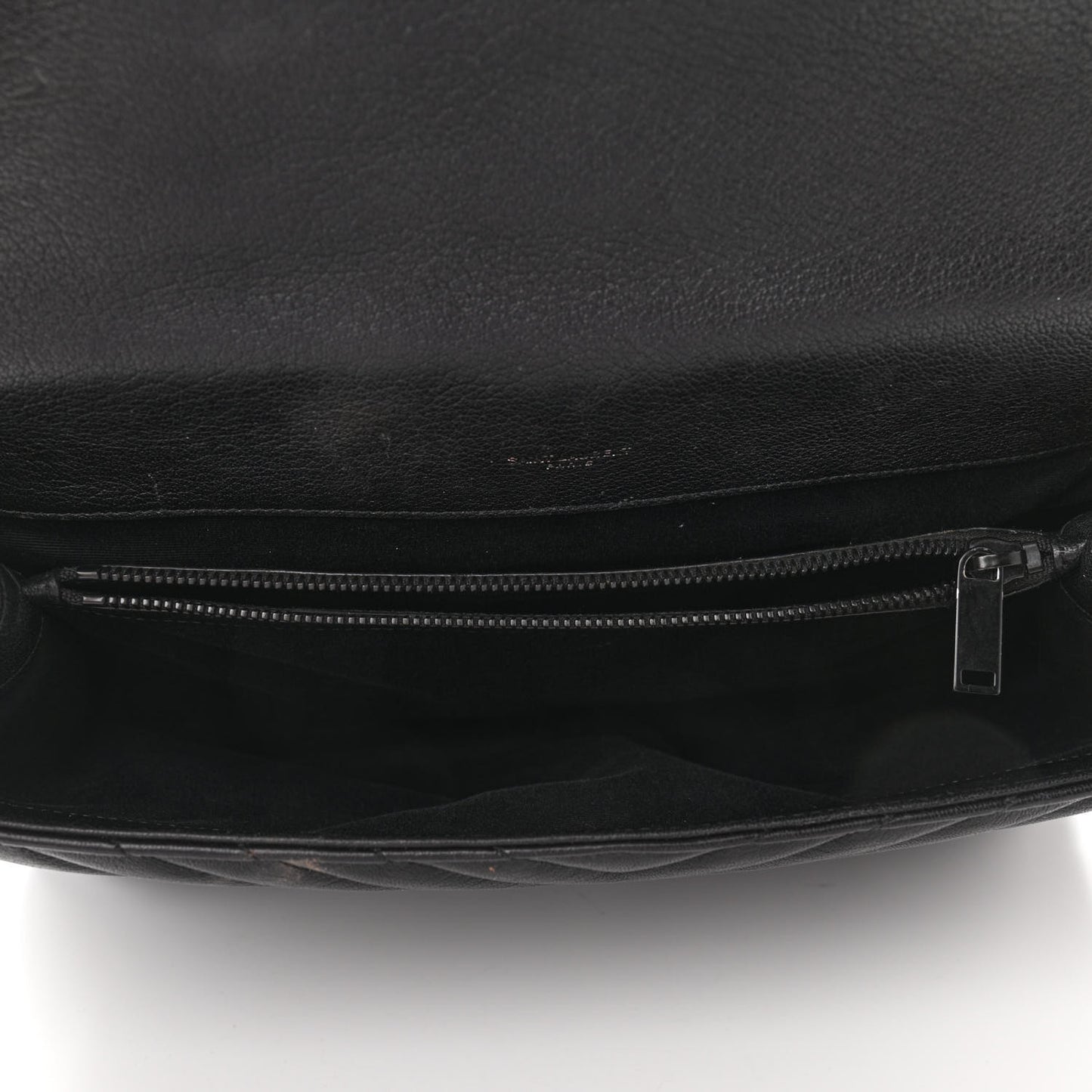 Sheepskin Matelasse Chevron Monogram Monochrome Large College Satchel Black