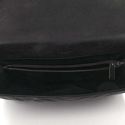 Saint Laurent Sheepskin Matelasse Chevron Monogram Monochrome Large College Satchel Black 4 of 12