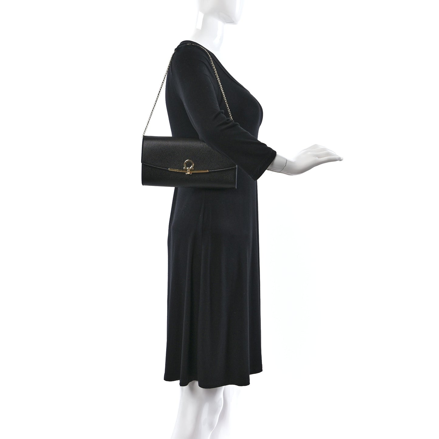 Hammered Calfskin Mini Gancini Icona Bag Black