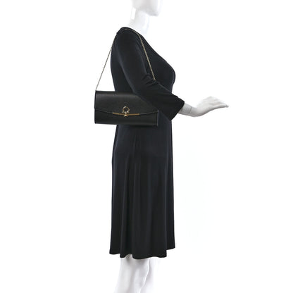 Salvatore Ferragamo Hammered Calfskin Mini Gancini Icona Bag Black 2 of 8