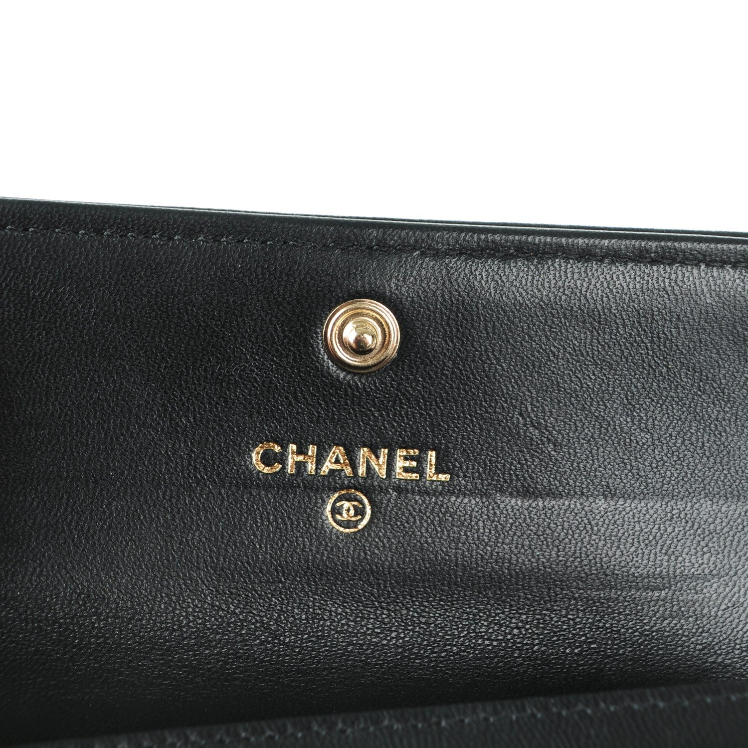 Chanel Lambskin Chevron Quilted Boy Card Holder Wallet Black 6 of 8