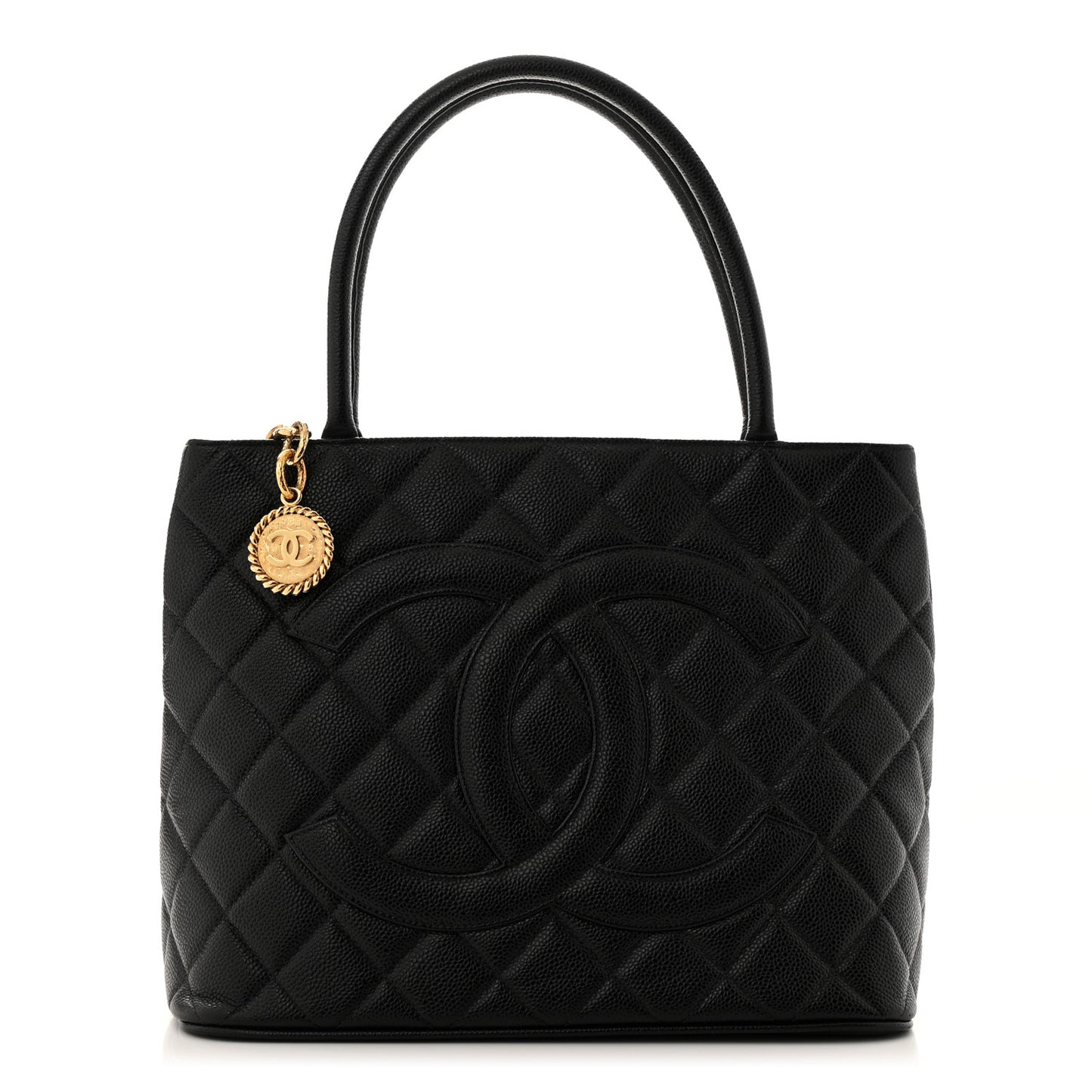 Caviar Quilted Medallion Tote Black