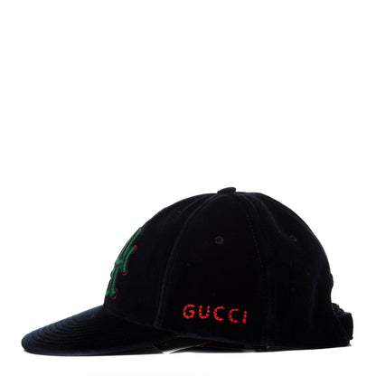 Gucci X MLB Velvet LA Dodgers Embroidered Baseball Hat 55-59 Midnight 3 of 9