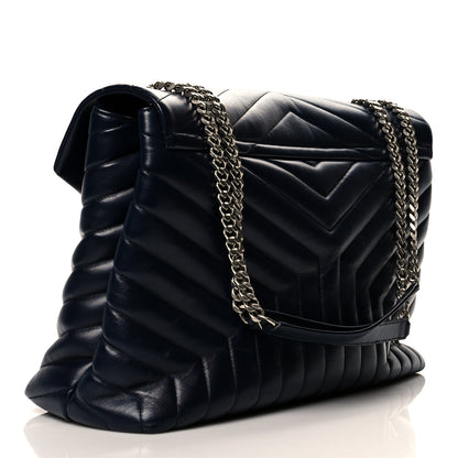Saint Laurent Calfskin Y Quilted Monogram Large Loulou Chain Satchel Blue 3 of 12
