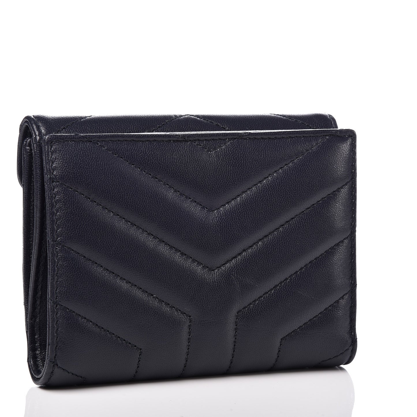Lambskin Y Quilted Monogram Compact Loulou Wallet Navy