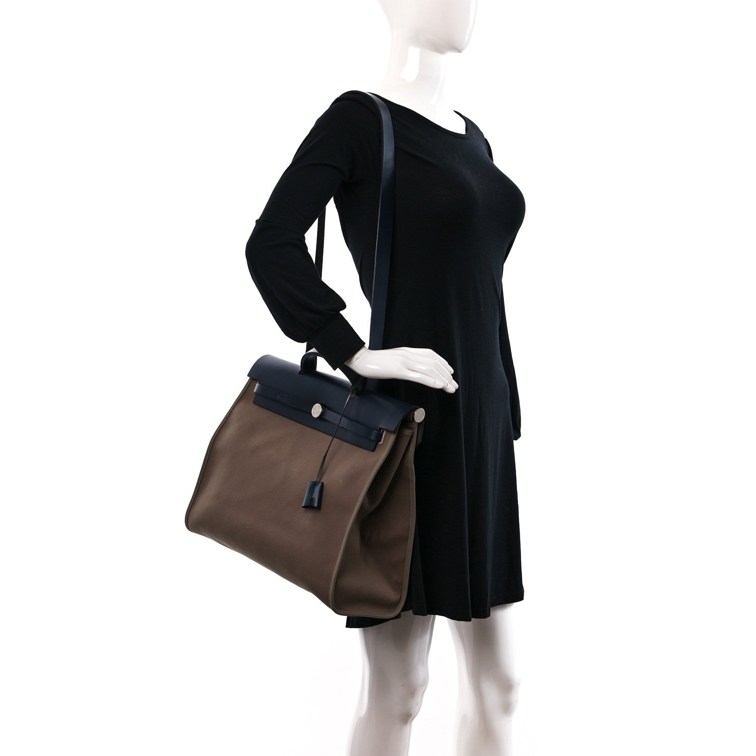 Hermes Toile Officier Vache Hunter Herbag Zip 39 MM Etoupe Bleu Indigo 2 of 15