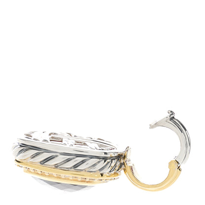 David Yurman Sterling Silver 18K Yellow Gold Diamond Garnet 14mm Albion Enhancer Pendant 4 of 4