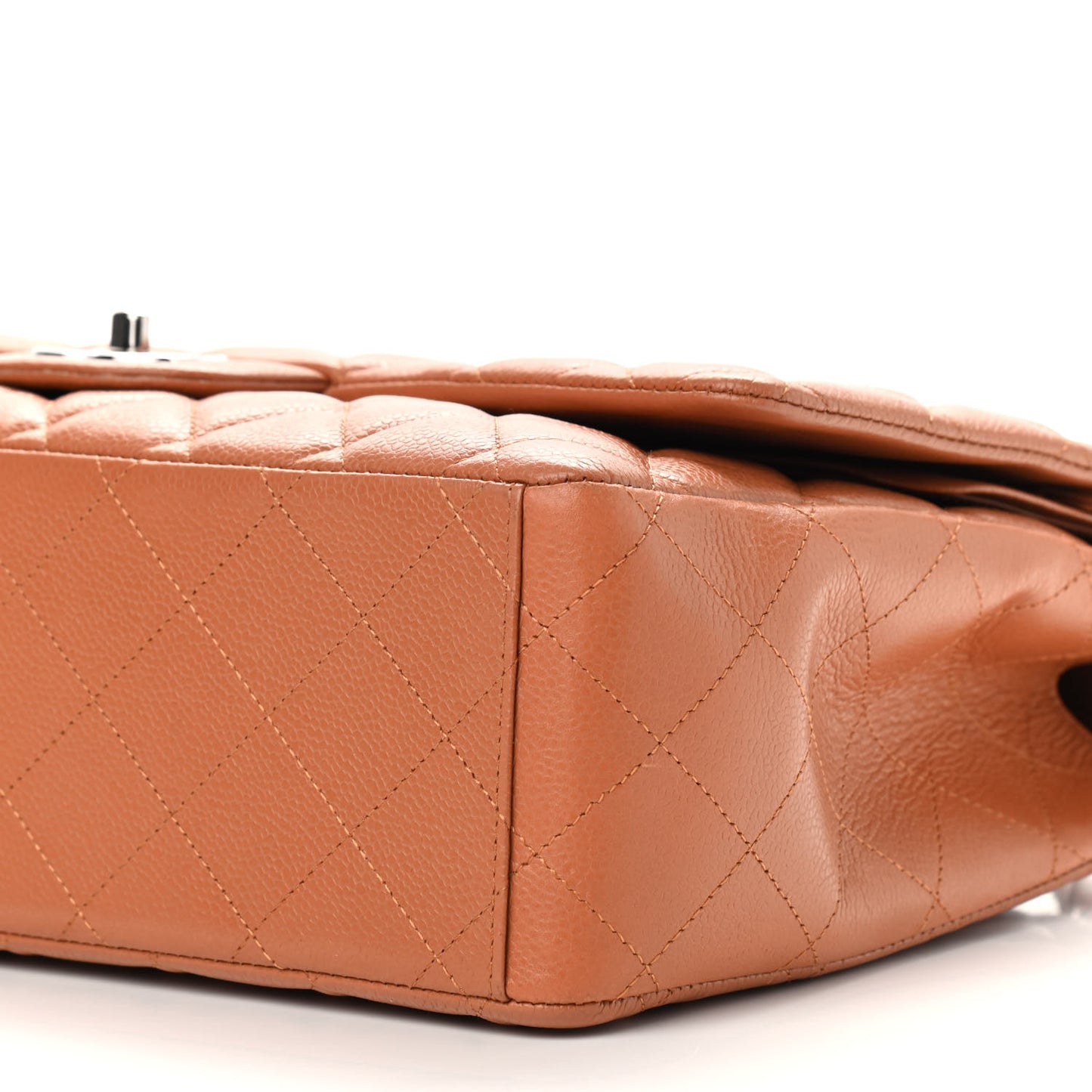 Caviar Quilted Maxi Double Flap Light Brown