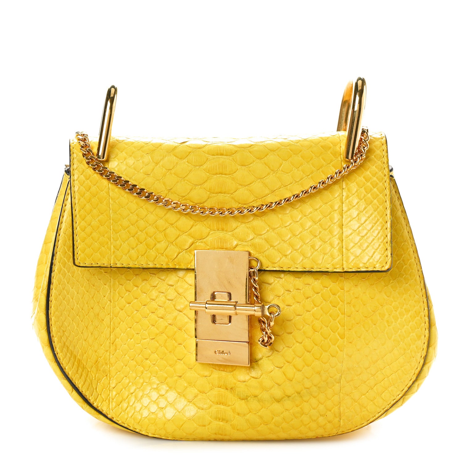 Chloe Snakeskin Mini Drew Shoulder Bag Yellow 1 of 10