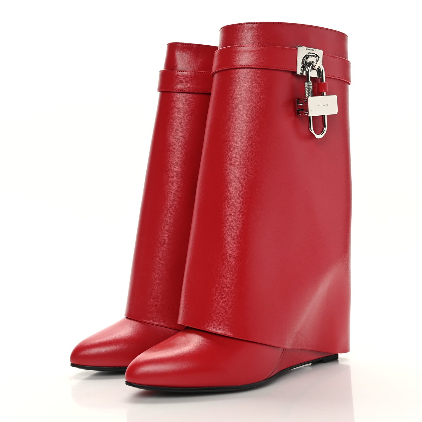 Calfskin Shark Lock Ankle Boots 40.5 Red