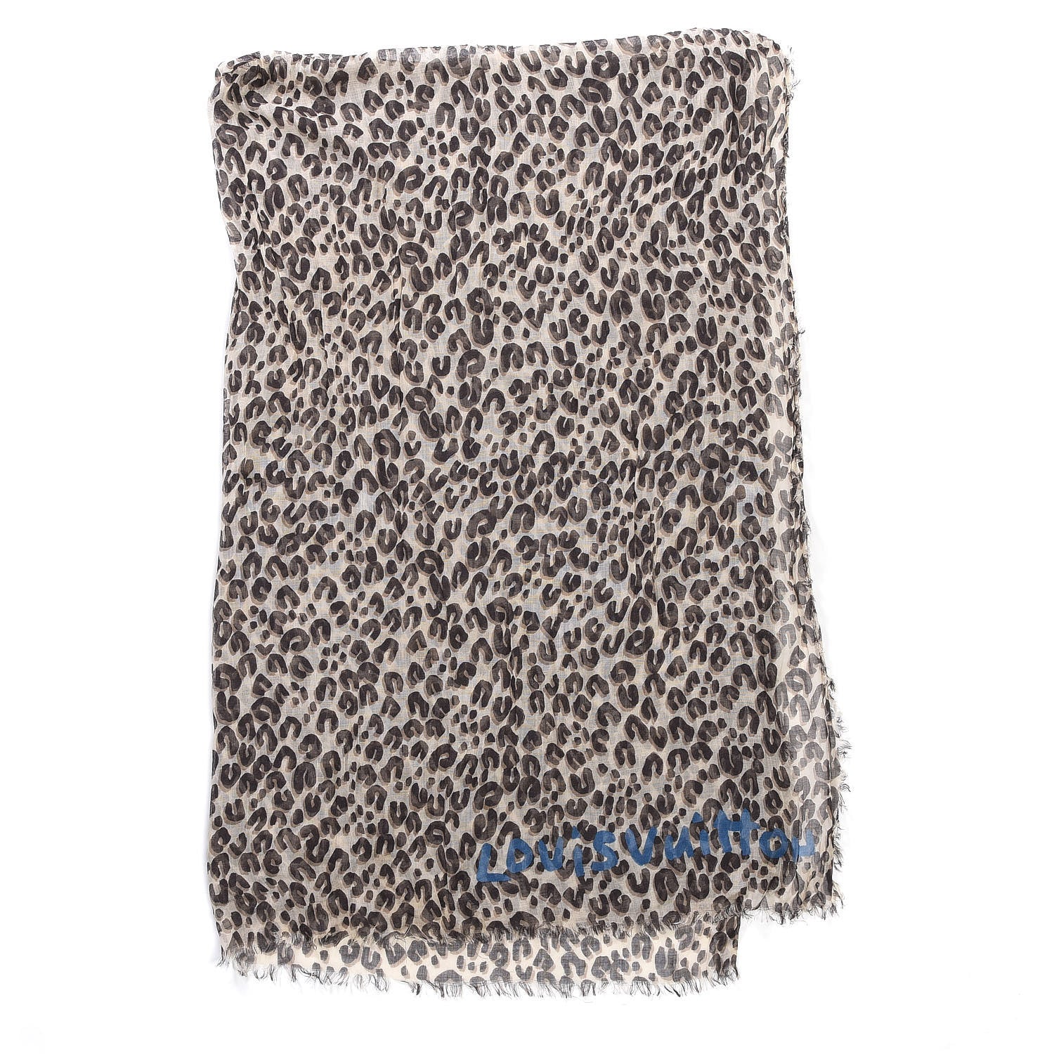 Louis Vuitton Cashmere Silk Leopard Stole Beige 3 of 5