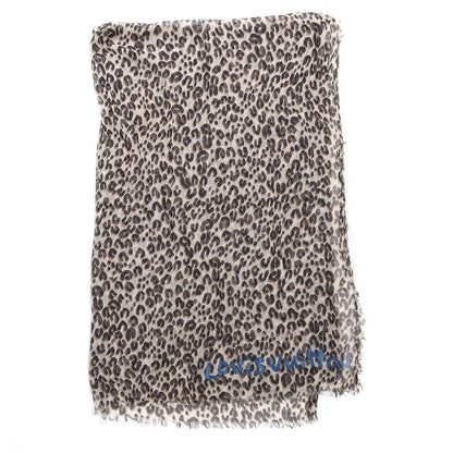 Louis Vuitton Cashmere Silk Leopard Stole Beige 3 of 5