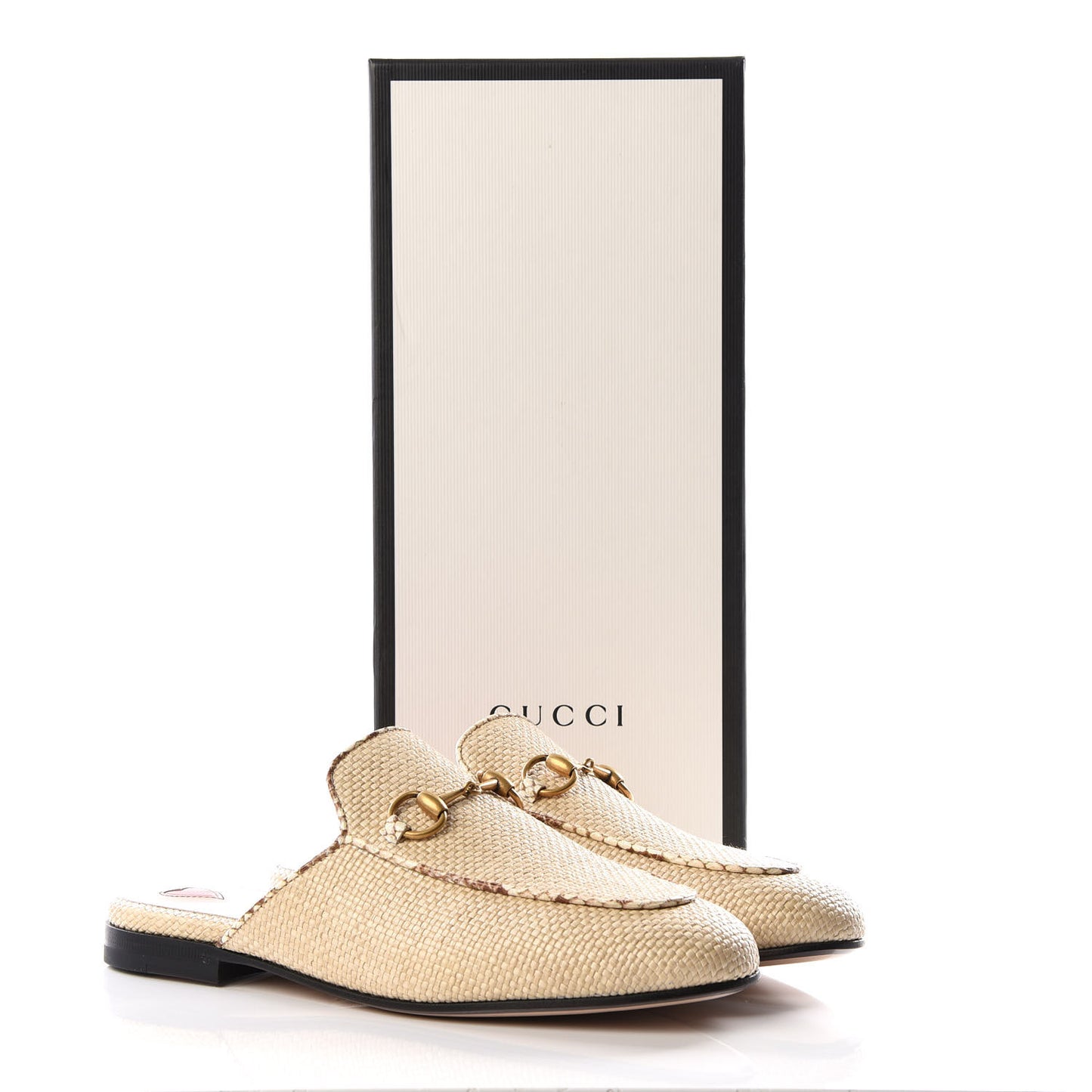 Straw Elaphe Womens Princetown Slippers 36 Natural Cream Brown