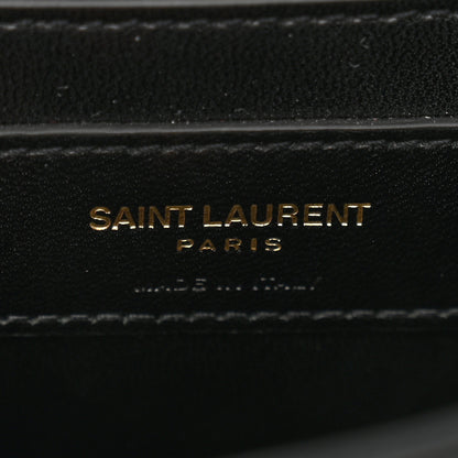 Saint Laurent Calfskin Mixed Matelasse Triquilt Small Monogram Satchel Black 6 of 14