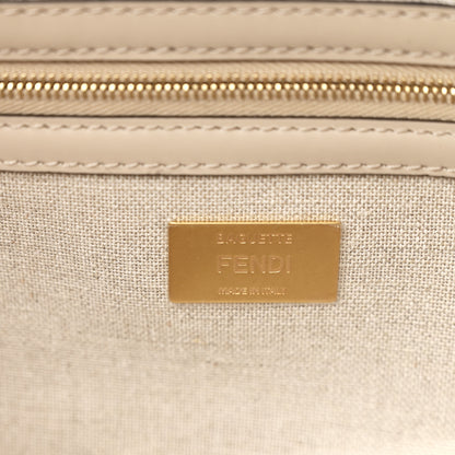 Fendi Canvas Vitello King FF Embroidered Baguette Grezzo White Nuvola 6 of 10
