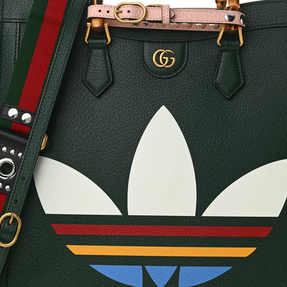 Gucci X Adidas Textured Dollar Calfskin Stripe Studded Large Diana Tote Bag Green Multicolor 8 of 10